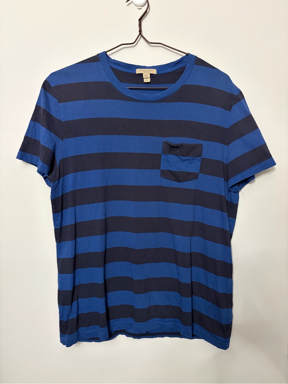 Vintage Burberry Striped Blue & Navy Pocket Tee - Men